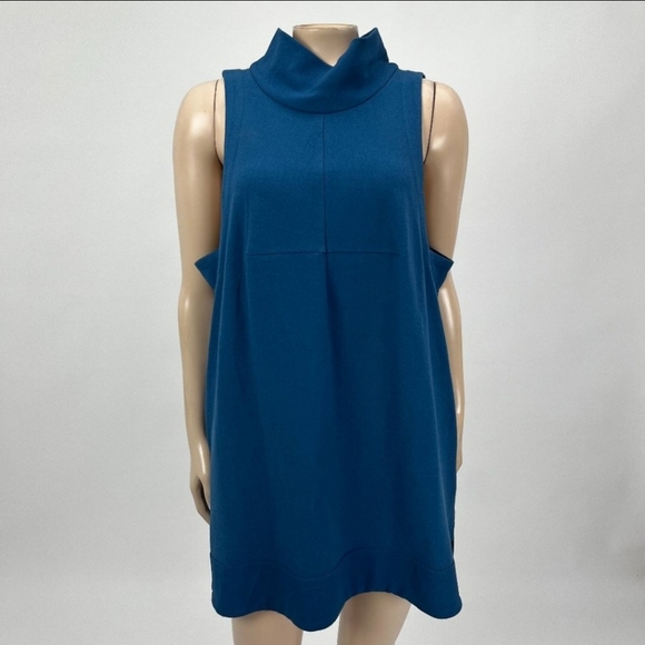 Free People Mustard Peephole Mini Tunic Dress Sleeveless Pockets - size Medium - Picture 2 of 10